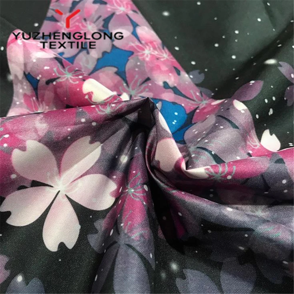 Anti uv plain dyed 210T polyester taffeta fabric with black pu coating for umbrella