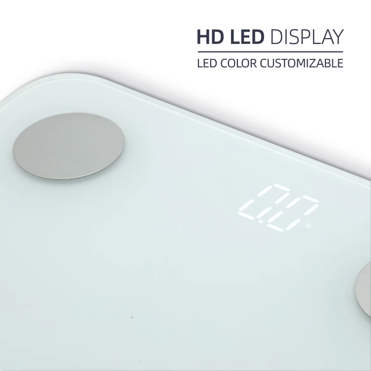 180kg Hidden LED Display Ultrasonic Body Fat Mass Weight Scale Digital Smart BMI Scale