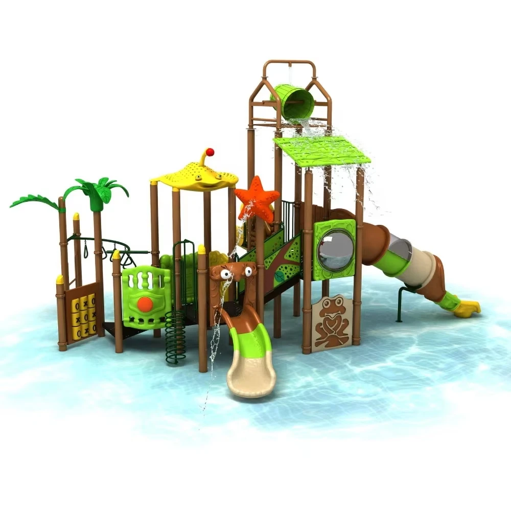 Large Set Interactive Water Games Playground and Aqua Park 114 Pipes Kids Slides Pirate Outdoor Playground Equipment for Play