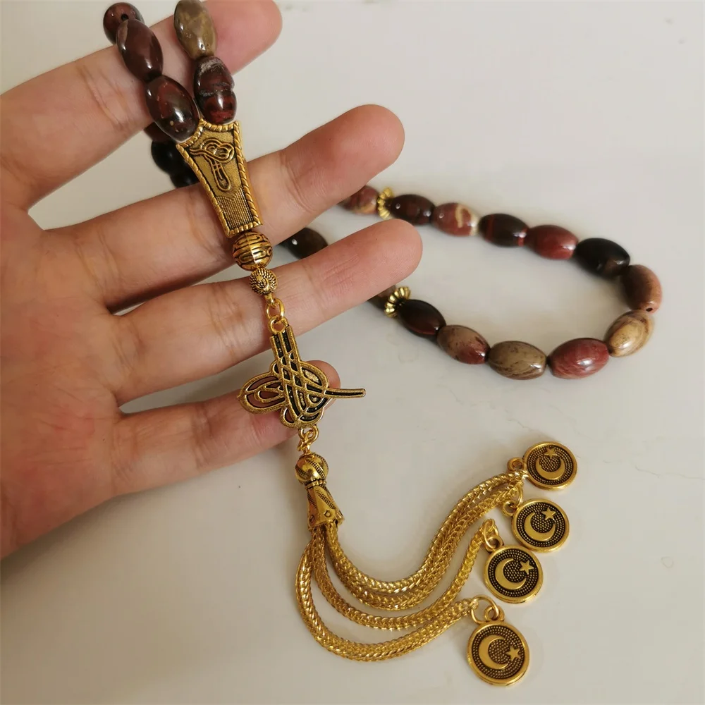 Islamic tasbih stone 33 turkish prayer beads oval size 8*12mm muslim rosary misbaha Ramadan Eid gift tesbih tasbeeh