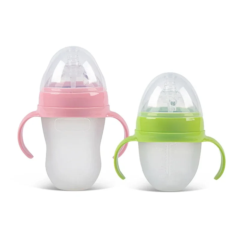 Newborn BPA Free 150/250ml hot sale soft food grade  silicone portable baby bottle baby feeding bottle
