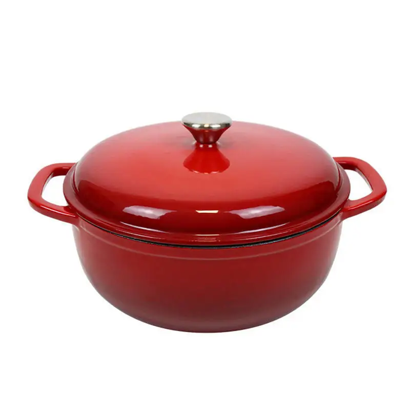 Nordic Design Red Cast Iron Dutch Oven Sustainable Kitchen Metal Feature