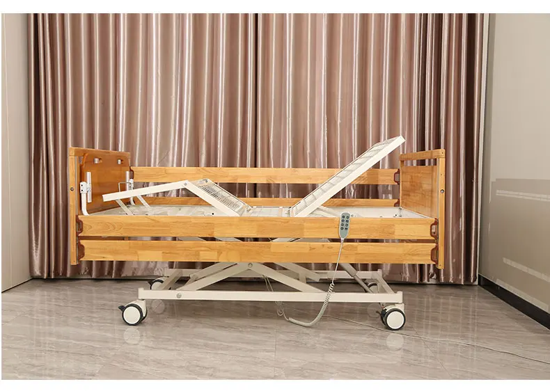 High Quality Multifunctional Solid Wood Electric Home Care Nursing Bed Aged Care Bed With Remote Control