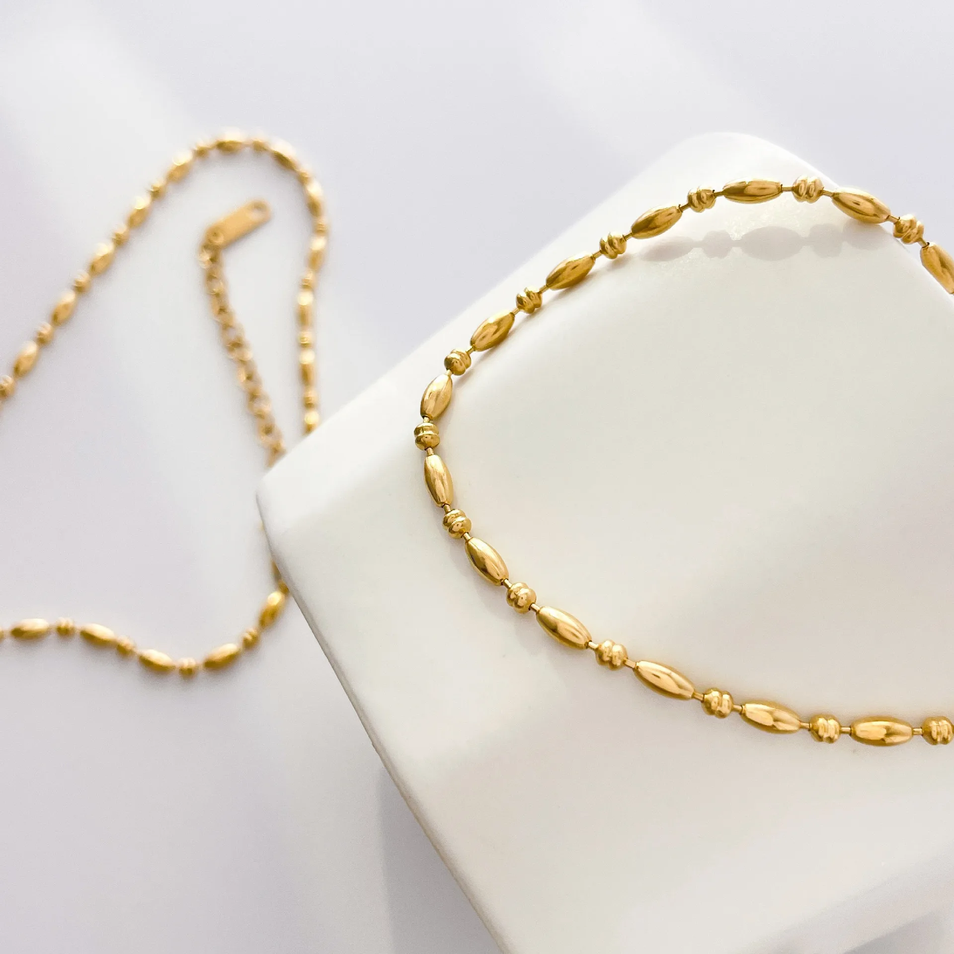 Beaded Necklace Bracelet Anklets Stainless Steel Jewelry Sets for Women ensemble de collier pour femme en acier inoxydable