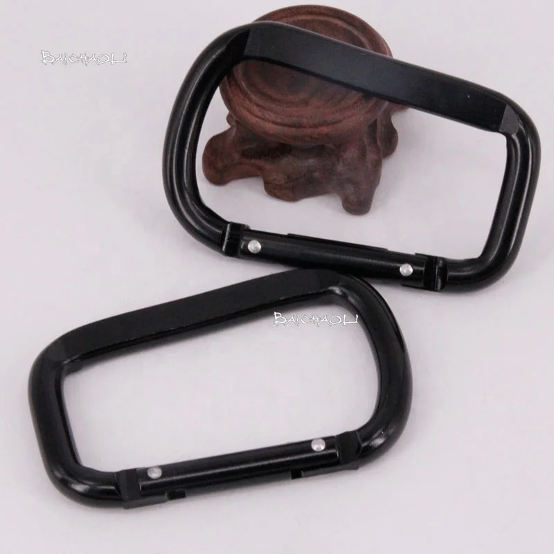 BaiChao 8# Square flat Squash Double rivet quick link black snap carabiner Aluminum Alloy metal hook for hiking/pet bowl/tent