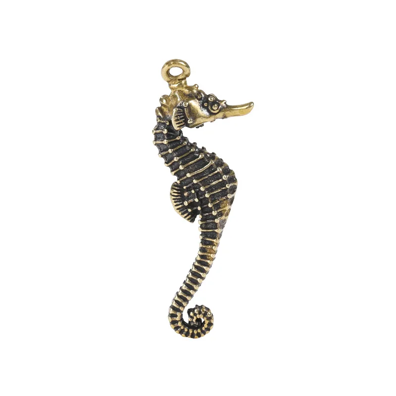 Bronzed marine animal diy accessories Keychain brass seahorse pendant wholesale