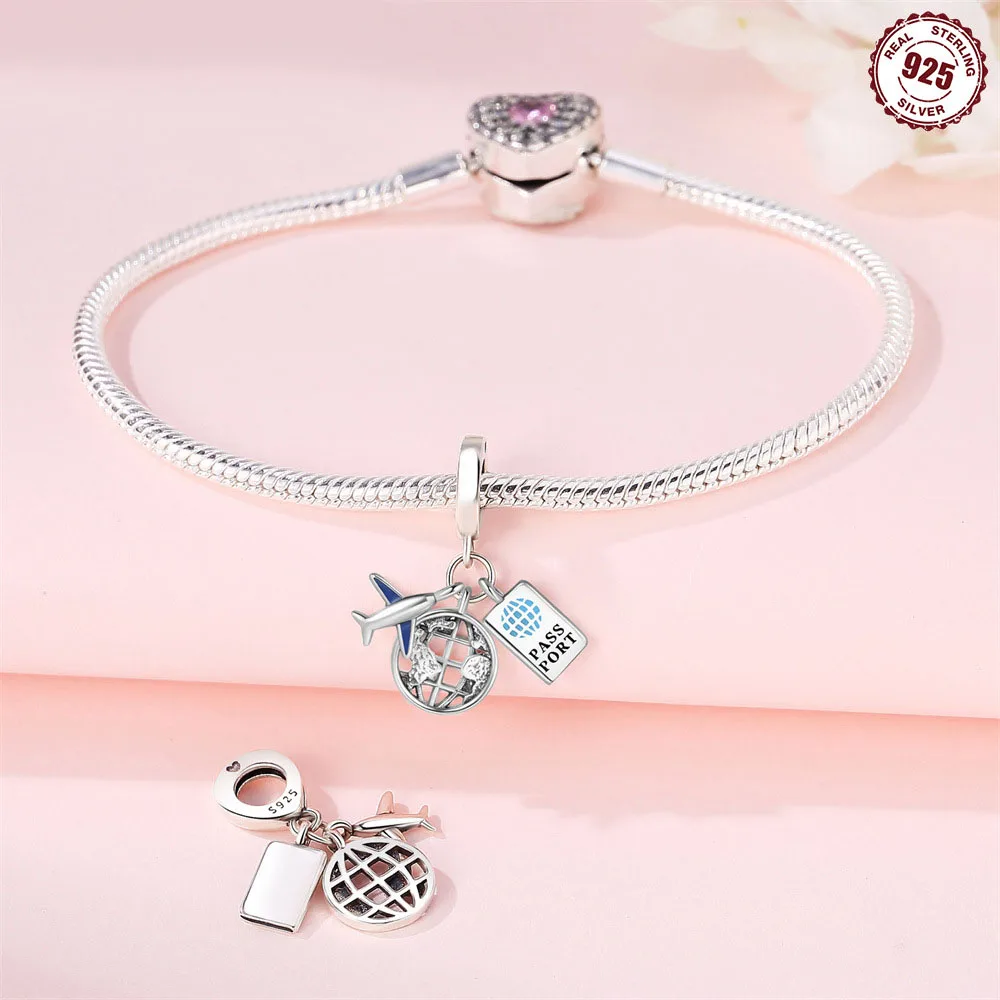 New Arrival Hot Sale Fashion S925 Sterling Silver Global Travel Series Charm Bead DIY Jewelry Bracelet Accessories Pendant