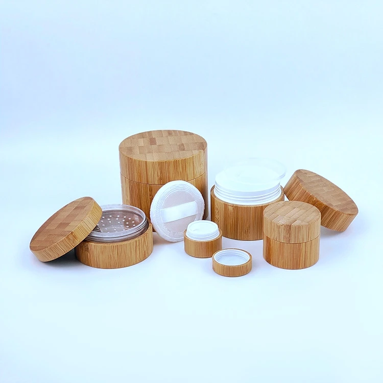 10ml 15ml 30ml 50ml 100ml Bamboo Plastic Jar With Bamboo Cover For Cream Packaging