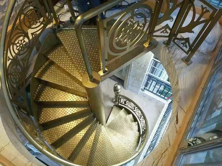 Custom304/ 316 stainless steel spiral staircase    golden spiral staircase   metal outdoor stairs   prefabricated stairs steel