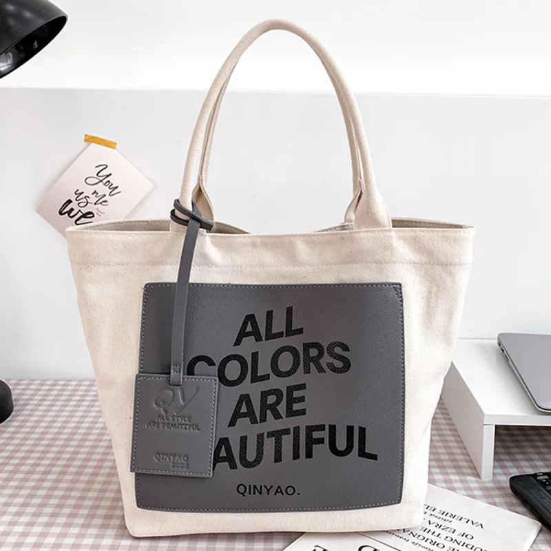 PU Women Print Style Gift Daily Luxury Foldable Reusable Large Grocery Cotton Canvas Shopping Tote Bags With Custom Logo Extra