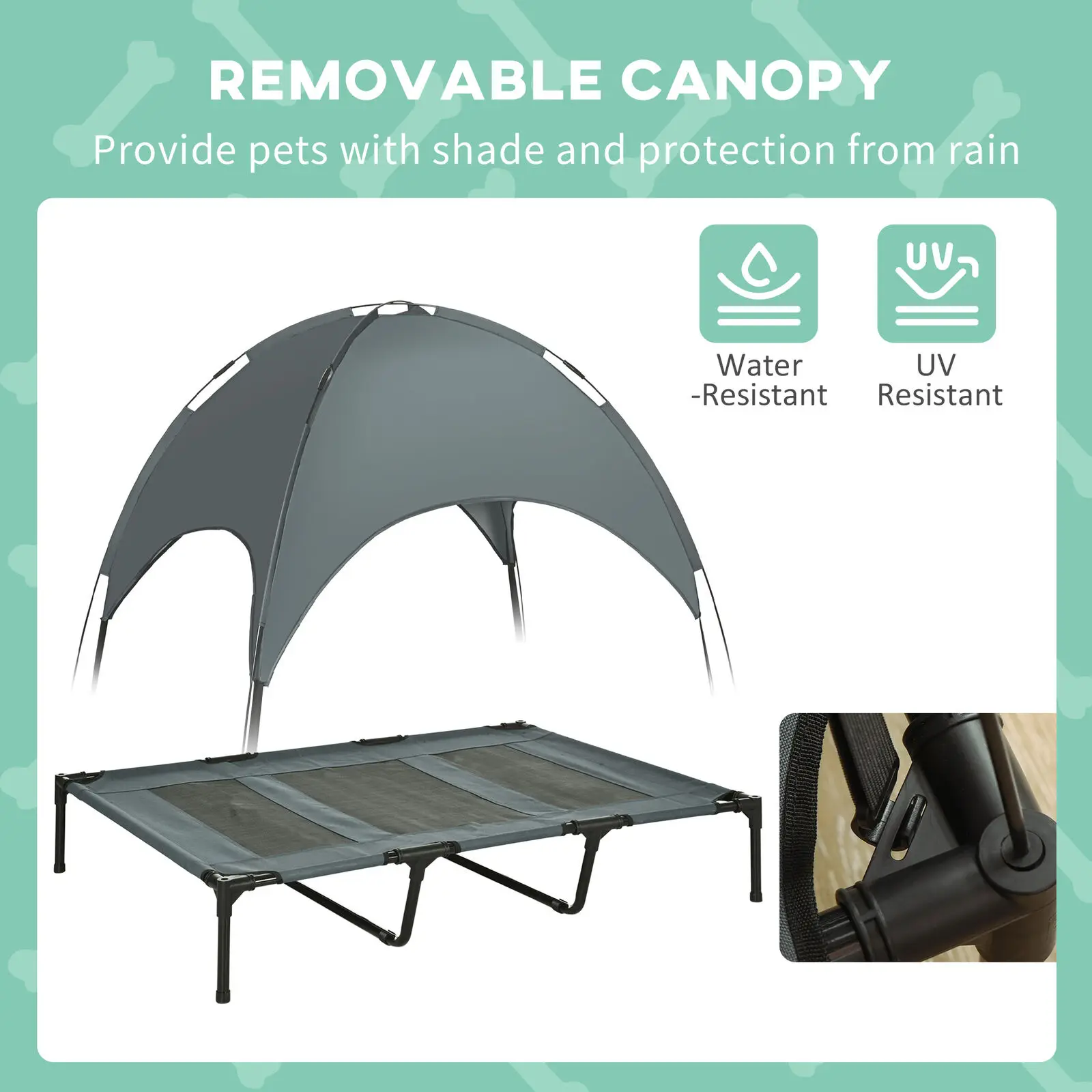 Block the UV rays out removable & washable bed elevated dog cot used alone dog bed for beach holiday