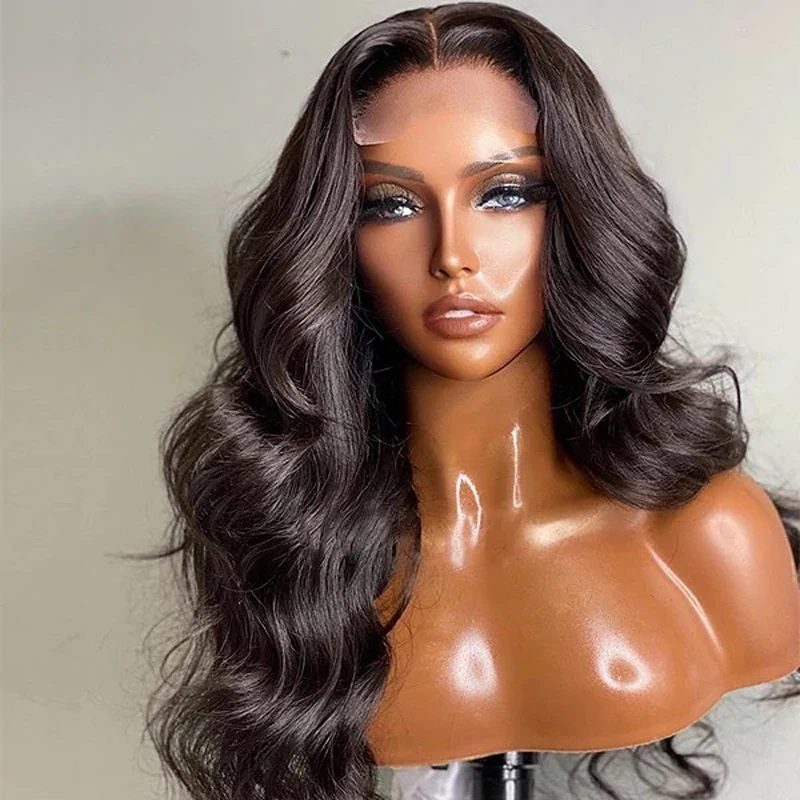Qmiss Free Sample Virgin Hair Swiss Lace 100% Human Hair Wigs Glueless Body Wave Full Lace Wigs