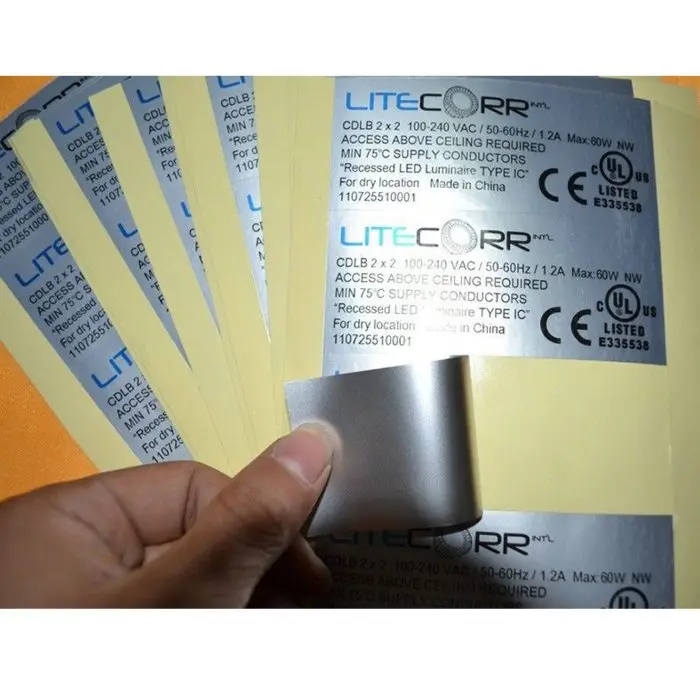 Customized glossy matte silver PET aluminum foil self adhesive sticker printing