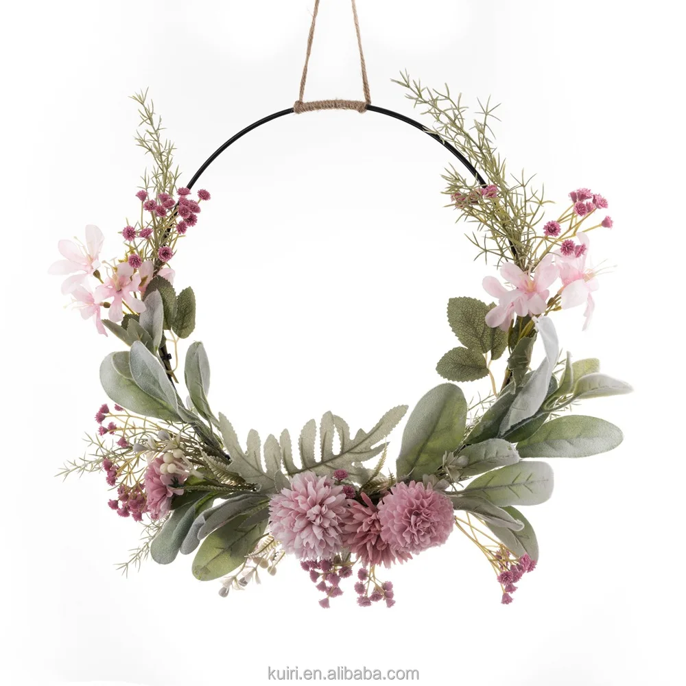 Popular 2024 New Wholesale Hanging Green Garland Artificial Eucalyptus Leaf Wreath For Indoor Decoration