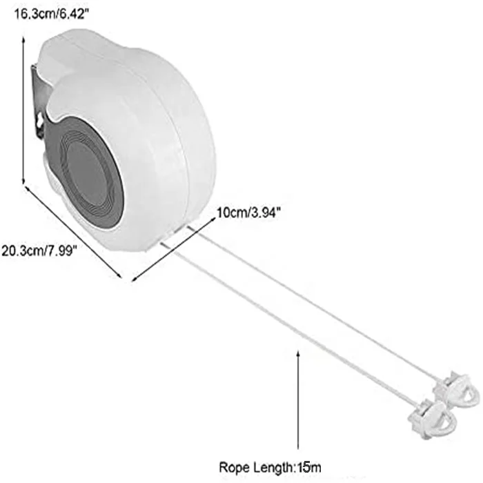 Retractable washing line double Two clothes Line Dryer Wall mount Indoor Outdoor 15mx2 Bathroom Laundry Garden Travel space save