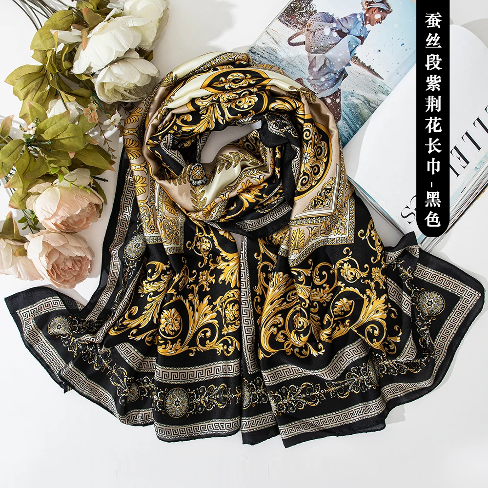 
Европейский стиль, Женский атласный шелковый шарф с цифровым принтом, саржевый шелковый шарф, мусульманские шарфы, стили 