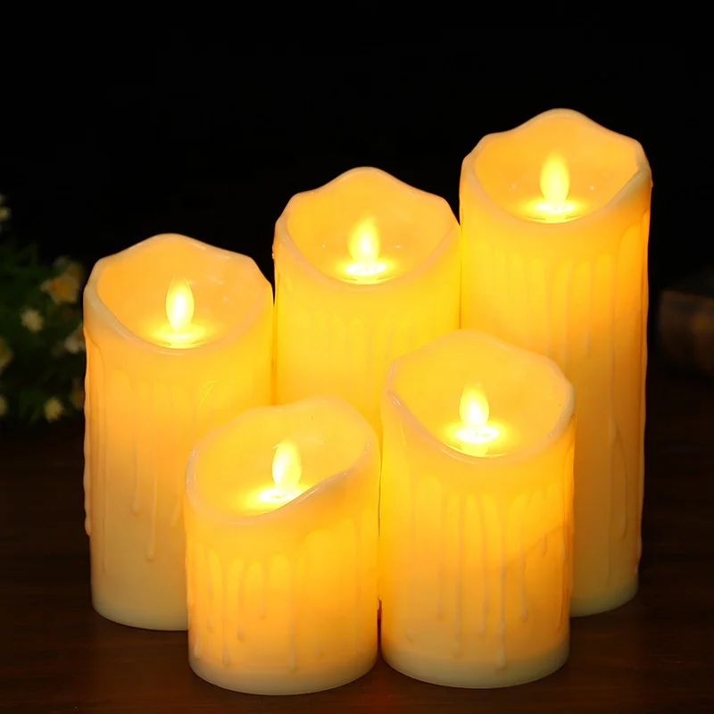 LED simulation swing remote control electronic candle Flow wax restaurant lead lighting candle light