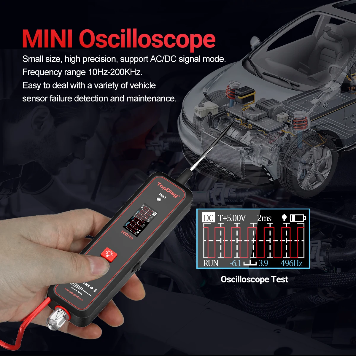 P50Pro Multifunctional MINI Oscilloscope Automotive Circuit Tester DC 0-45V Vehicles light voltage tester
