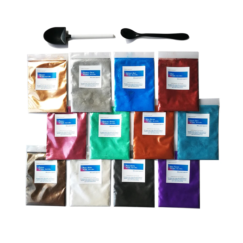 12 colors mica pearl pigment powder for Metallic Epoxy Resin, slime, Art, Candle