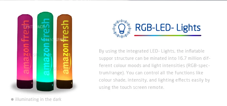 500x60 cm 15ft advertising custom LED inflatable tube light decorative inflatable  pillars LED lighting columns
