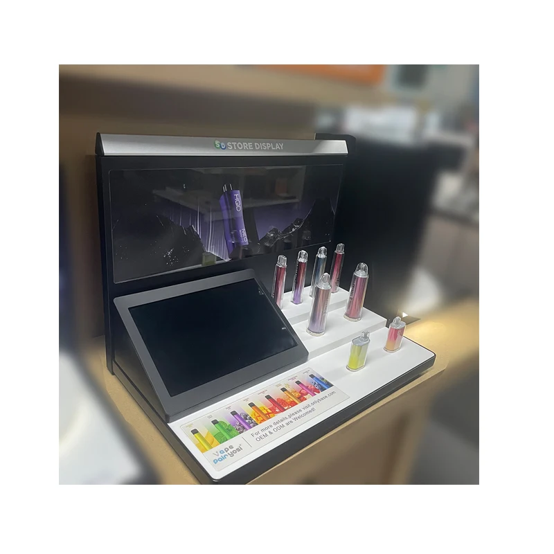 promotional and interactive 10.1 inch LCD promoting system acrylic display stands acrylic exhibition trade show display racks