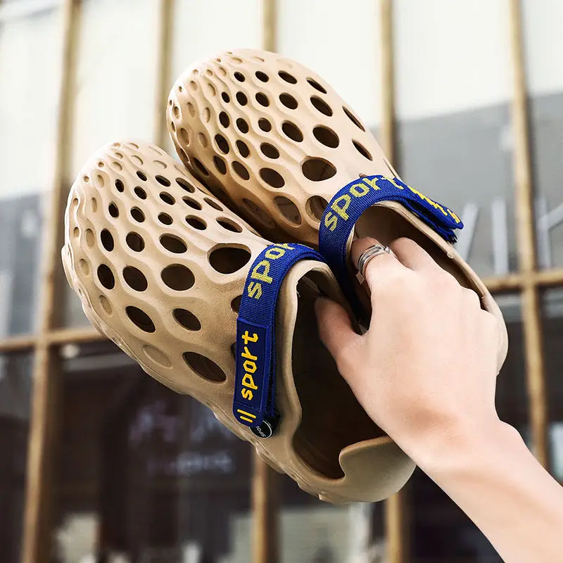 Мужские сандалии на плоской подошве, Нескользящие, Эва, пляжная обувь для воды, для сада, клоги
