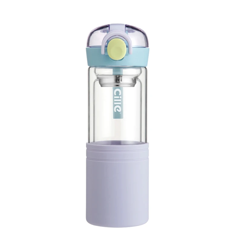 Лидер продаж стеклянная детская Милая школьная герметичная Изолированная портативная бутылка для воды с логотипом под заказ