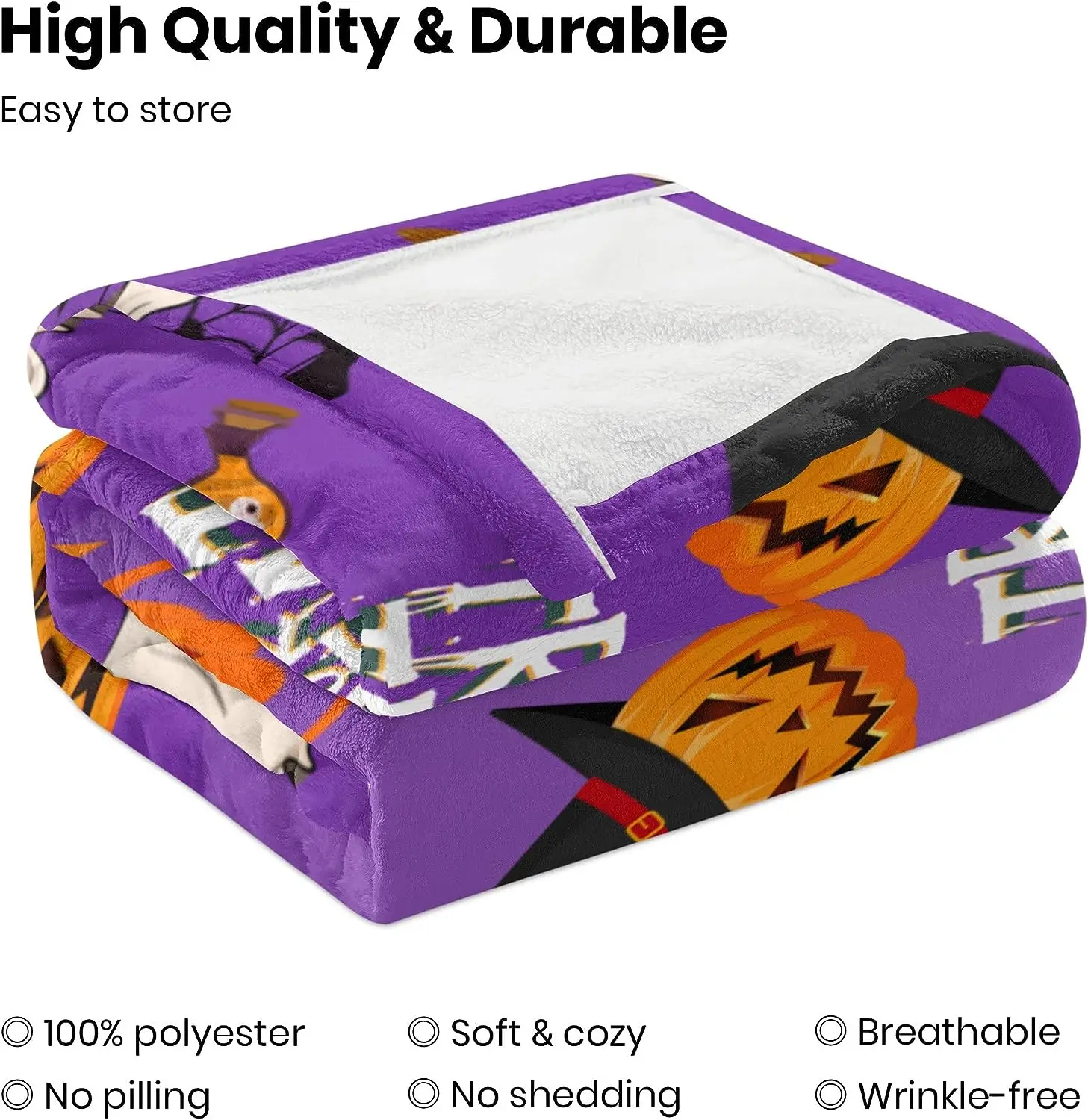 Pumpkin Cute Halloween Throw Blankets Flannel Fleece Spooky Printed Blanket for Kids