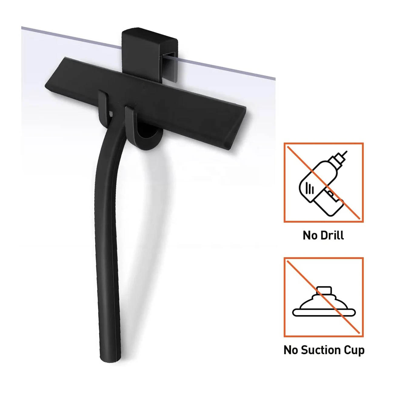 Professional bathroom shower squeege door Black Silicone window squeegee cleaning wiper with rubber handle