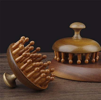 Wooden scalp comb scalp massage brush wood Wide Tooth Hair Brush Shampoo Brush Wet Dry Hair scalp massager for hair growth