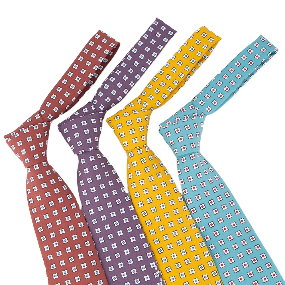 JinBan Repreve RPET Fabric Handsome Printing Silk Ties Men Necktie
