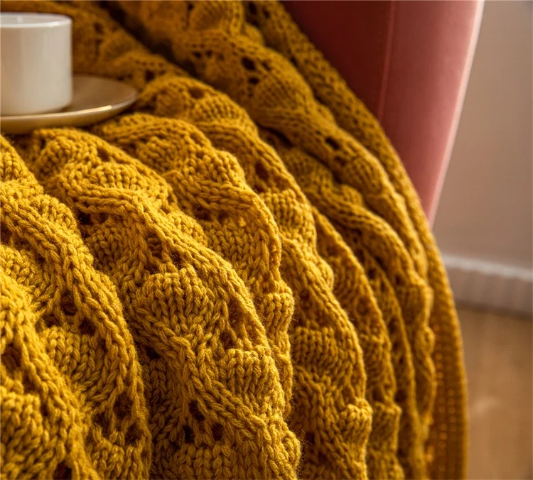New Multicolor 100% acrylic super soft Hollow out knitted blanket LES