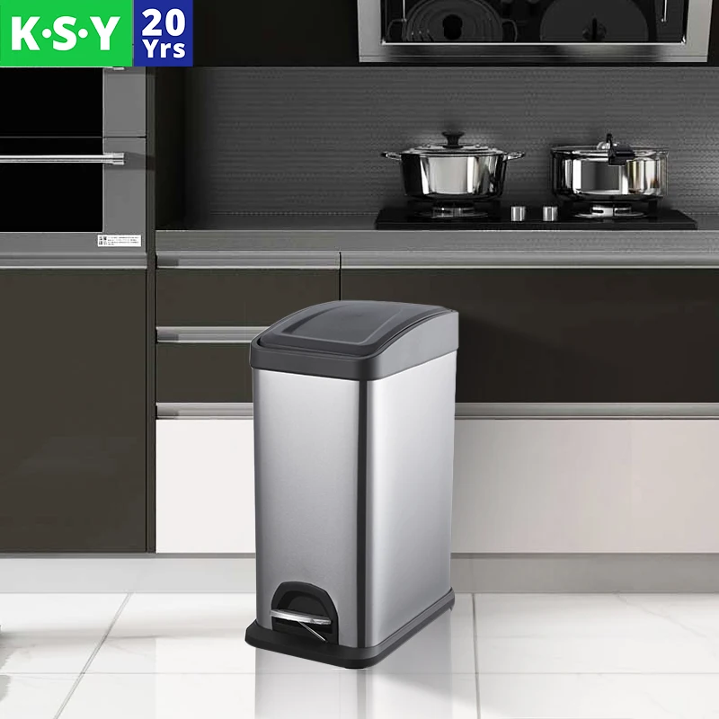 8L 15L 20L Hot Square Large Metal Garbage Container Recycling Bin Foot Pedal Waste Bin Metal Step garbage trash bin