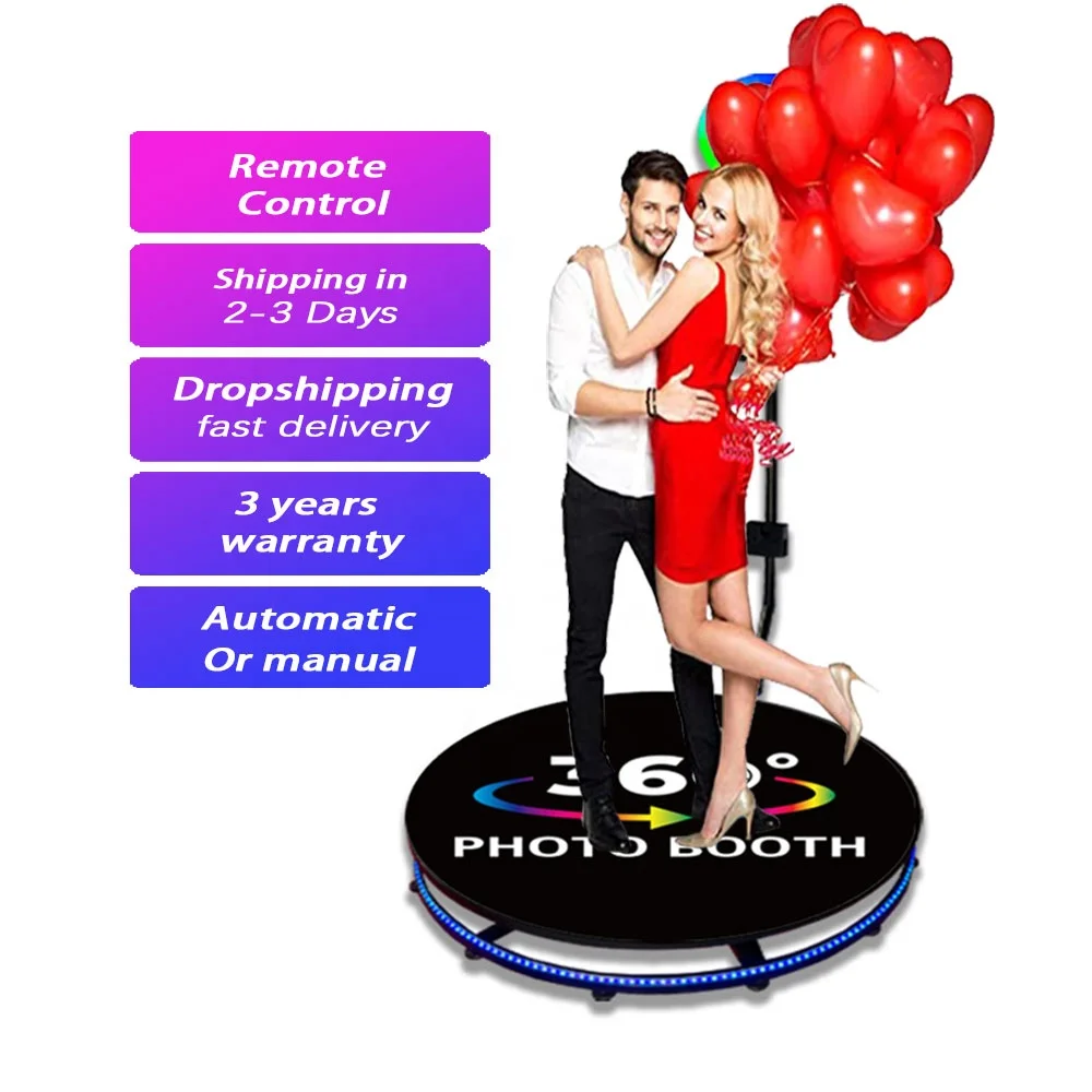 Usa Warehouse Photobooth 360 Rotating Photo Booth Photography LED Selfie Platform 360 Photo Booth Machines for Small Businesses