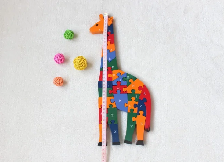 
Wooden Giraffe Jigsaw Puzzle Jigsaw Puzzle Wooden Wooden Toys Assembling Numbers Cognition English Alphabet Early Education 