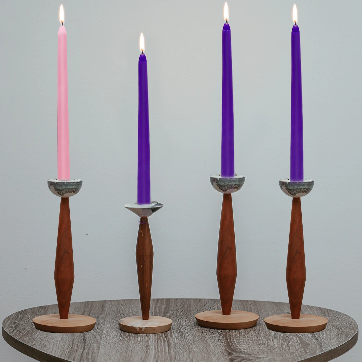 1.76Oz Amazon Wholesale Purple Smokeless Natural Paraffin Wax Unscented  Taper Candles ,Birthday Dinner Dancing Parties Decor