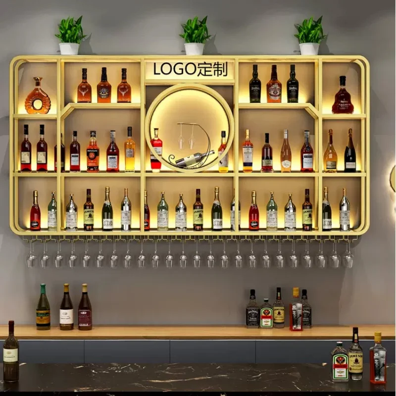 Modern Bar Furniture Factory Customize Hot Sell Metal Wall Wine Rack for Bars Restaurants
