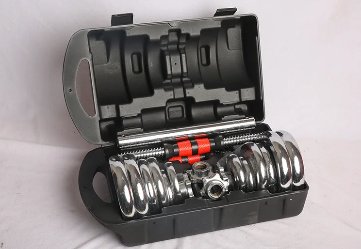 
Good quality wholesale gym adjustable dumbbell weights set plating electroplated round steel adjustable gym dumbbell fitness set 