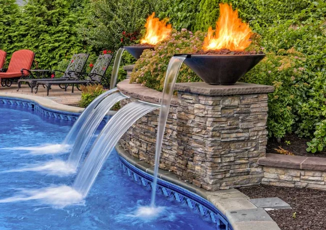 swimming pool decorative stainless steel water cascade indoor water blade wall waterfall pool outdoor fountain with light