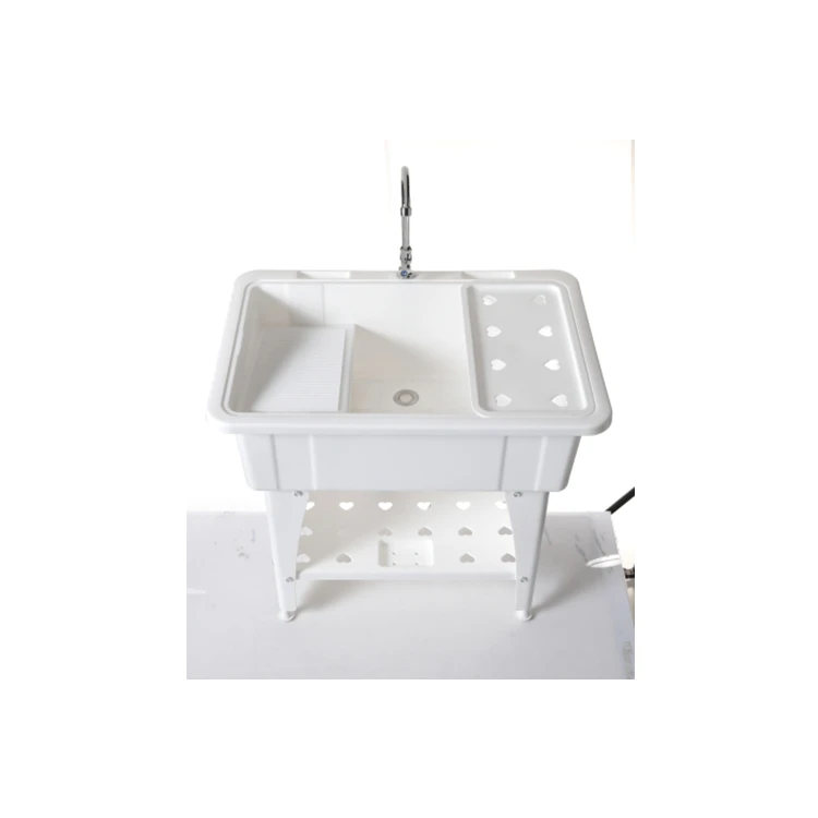 Latest Product White Plastic Outdoor Sink Laundry Sink With Washboard
