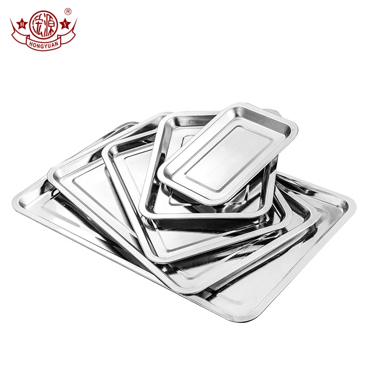 
2 centimeters stainless steel plates rectangular square serving tray for food  (62402500808)