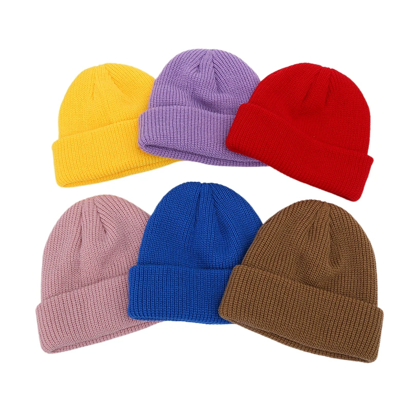 Wholesale Winter Custom Unisex Multi-color Beanie Hat Knitted Hat For children kids