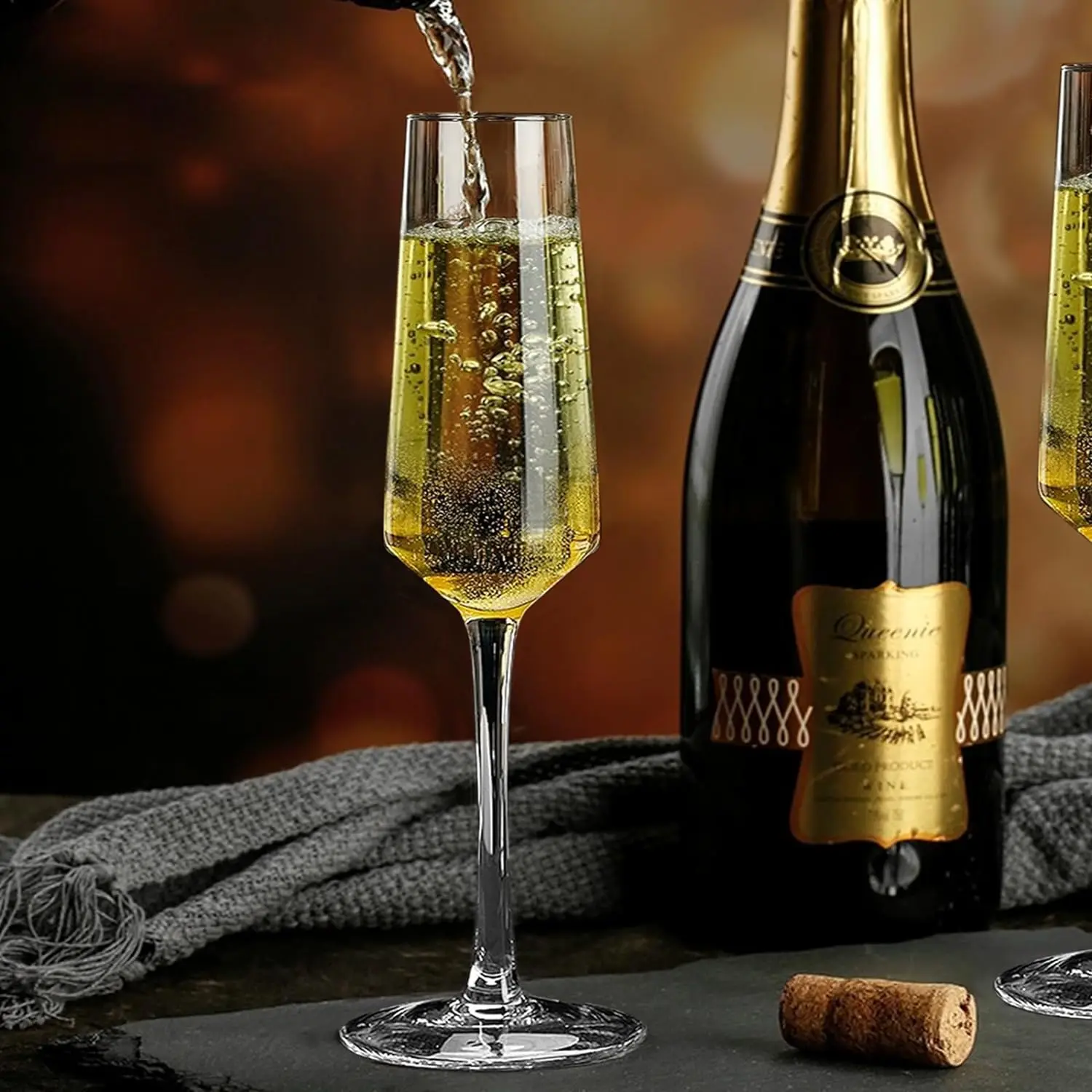 Elegant Clear Sparkling Champagne for Prosecco Restaurant Wedding Party Anniversary