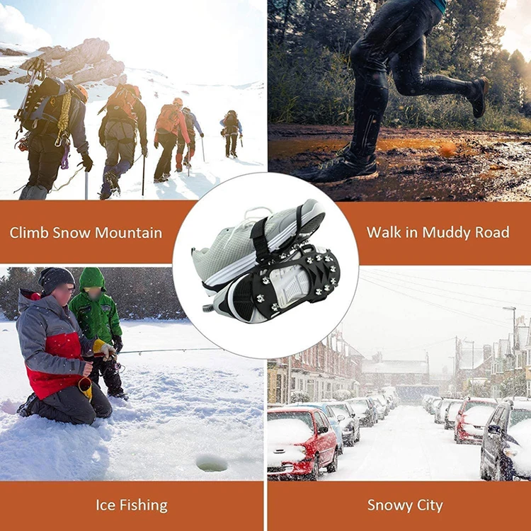 Hot selling anti slip safe snow shoe cover outdoor stainless steel anti slip ice claws