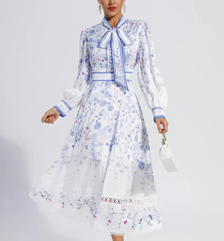 Customized OEM High Quality Floral Maxi Office Dresses Women Formal Work Career Dresses Business Dress For Women
