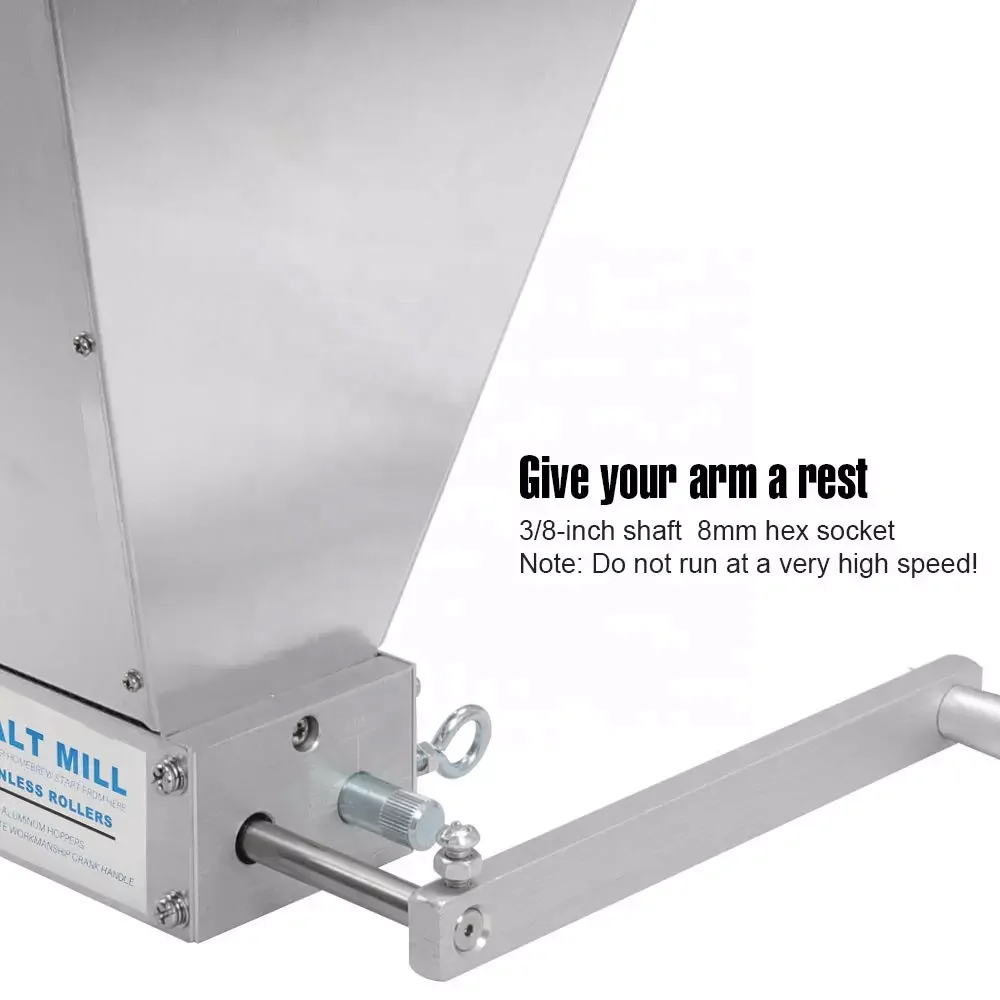Stainless Steel 2 Roller Manual Adjustable Barley Crusher Grain Malt Mill for Home brewing