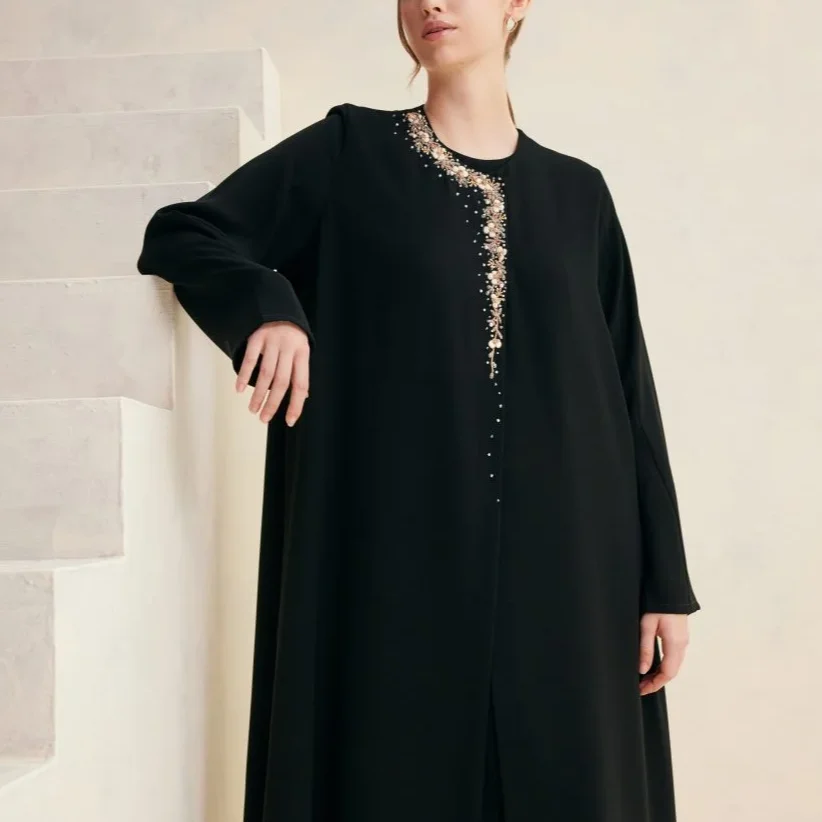 uae abayas robe 2024 prayer Ramadan eid beaded flower sequin embroidery nida new women abaya dubai islamic clothing