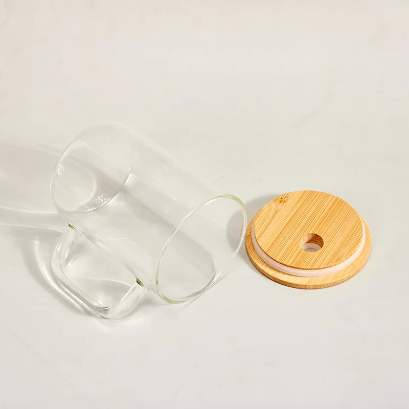 USA warehouse 15oz double walled snow globe pre drill 17oz DIY blank sublimation glass mug with bamboo lid and straw