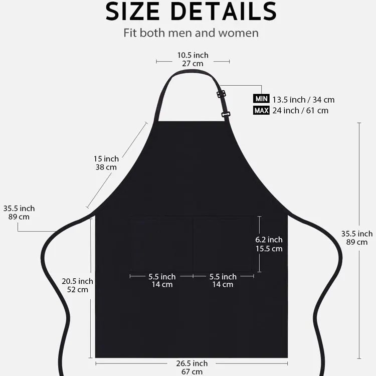 Wholesale Custom Unique Design Machine-Washable Kitchen Cooking Apron With 2 Pocket