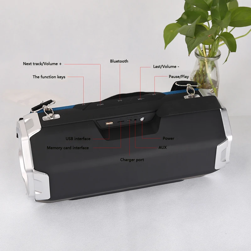 Wireless Rechargeable BT Speaker Stereo Subwoofer Audio Boombox Music Smart Portable Speakers with USB/AUX/TF function